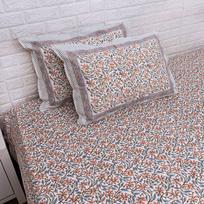 Floral Ensemble Hand Blocked Quilt Bedding Set