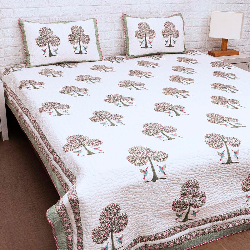 The Gardenia - Hand Blocked Quilted Bedcover
