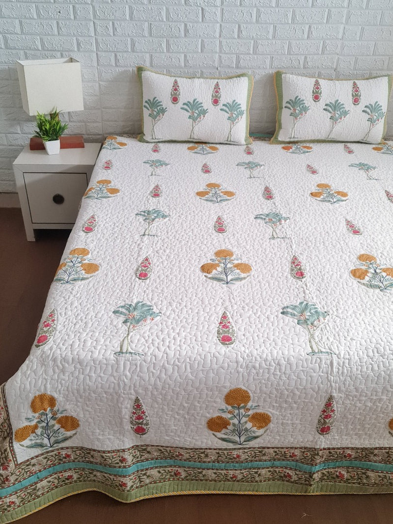 Quilted Cotton Jaipuri Bed Cover - Love for Traditional Art
