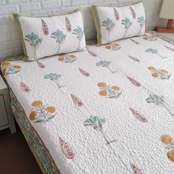Quilted Cotton Jaipuri Bed Cover - Love for Traditional Art