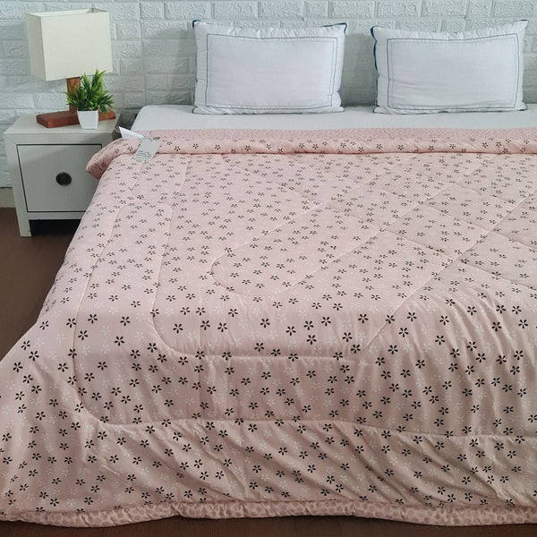 Peach Floral Print Double Comforter