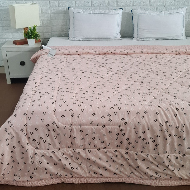 Peach Floral Print Double Comforter
