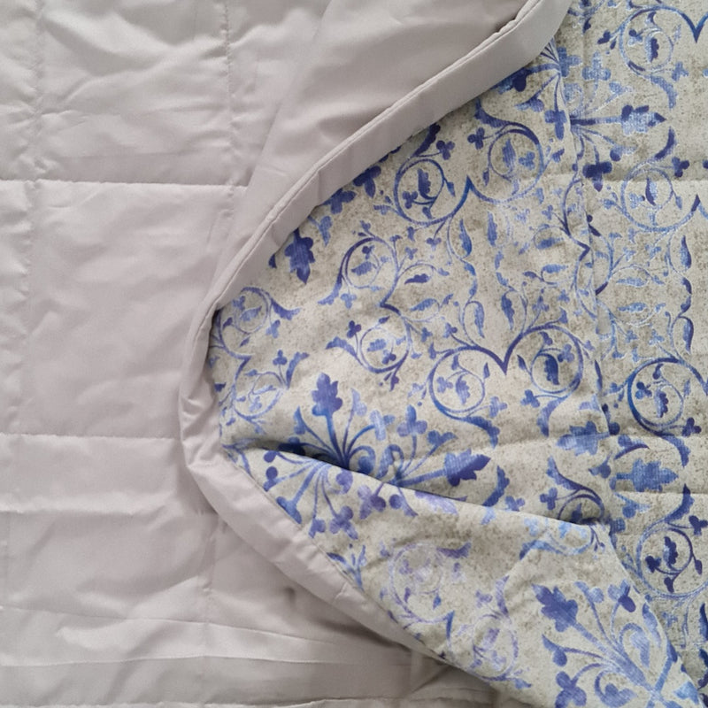 Blue and Grey Abstract Print Double Comforter