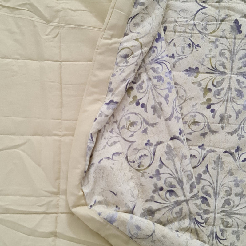Blue and Beige Abstract Print Double Comforter