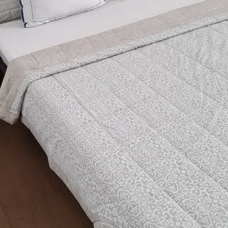 Grey Abstract Print Double Comforter