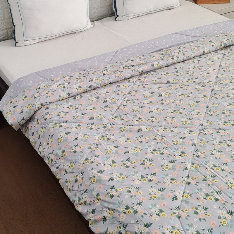 Mauve Grey Itsy Bitsy Print Double Comforter