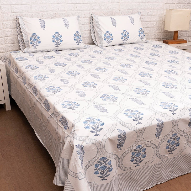 Blossoming Love Hand Blocked Bedsheet