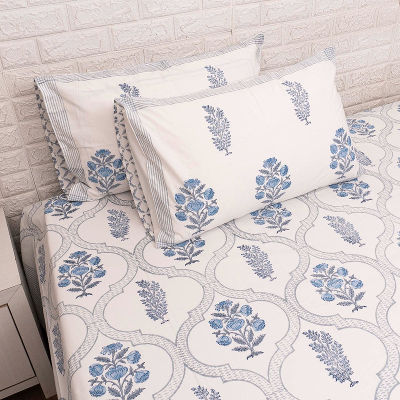Blossoming Love Hand Blocked Bedsheet