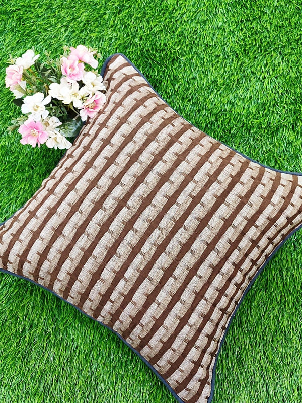Brown and Beige Cotton Cushion Cover