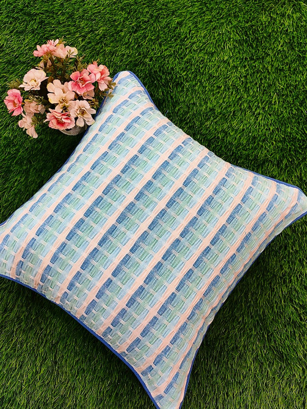 Blue and Green Cotton Cushion Cover