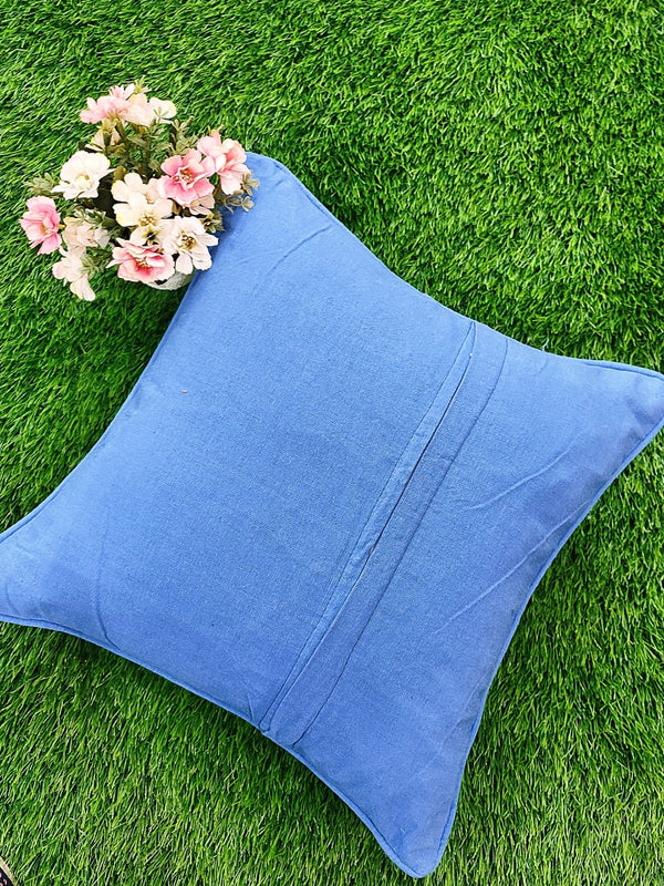 Blue and Green Cotton Cushion Cover