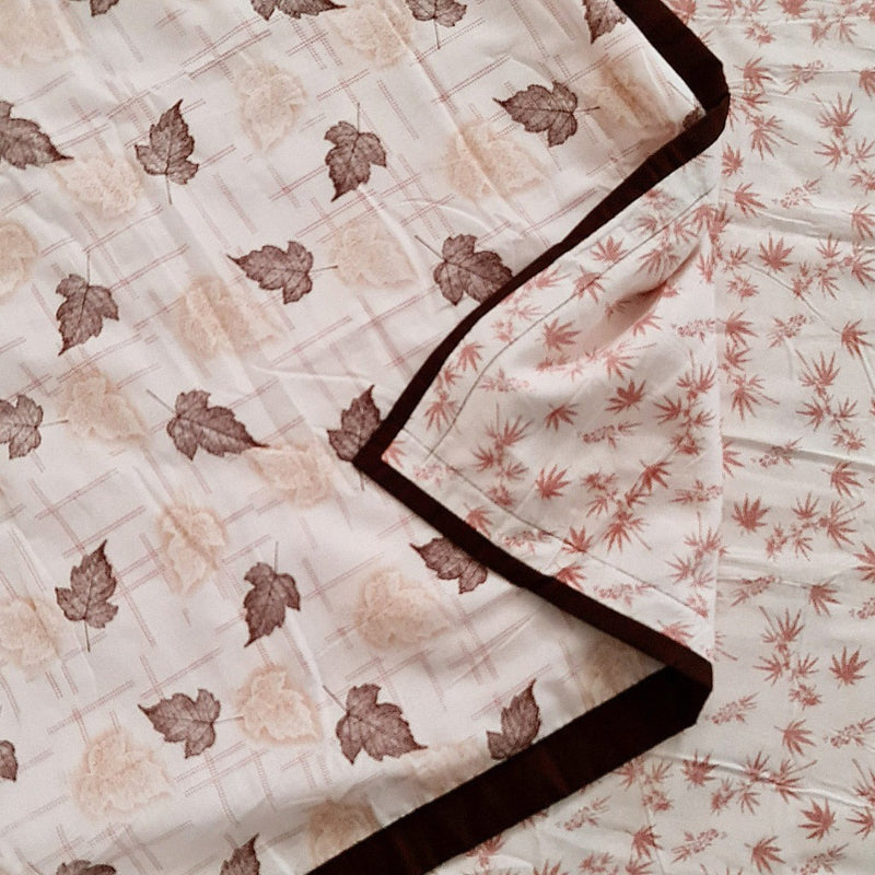 Brown and Beige Leaf Print Double Dohar