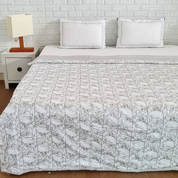 Grey Leaf Design Cotton Dohar