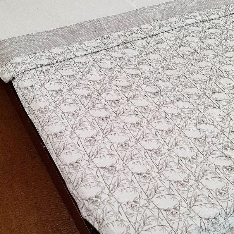 Grey Leaf Design Cotton Dohar