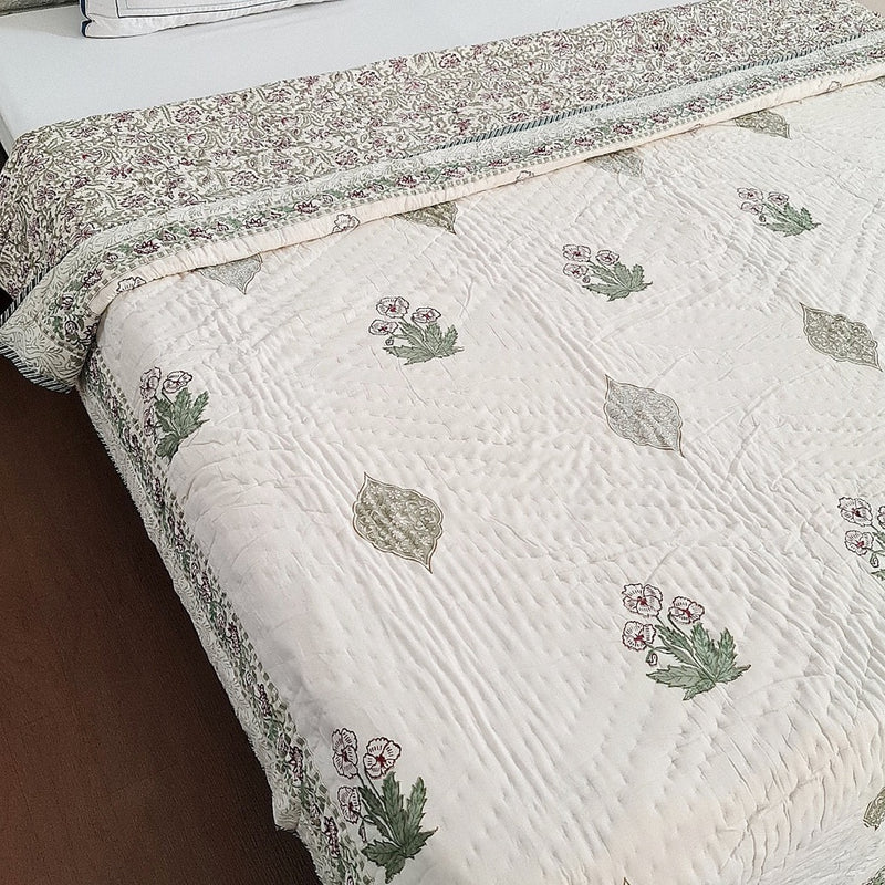 Bagh Print Double Hand Blocked Quilt