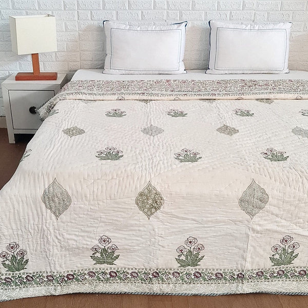 Bagh Print Double Hand Blocked Quilt