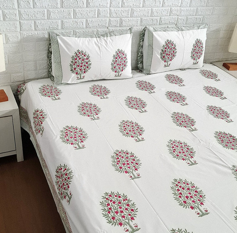Fruits of Paradise Blockprint Bedsheet