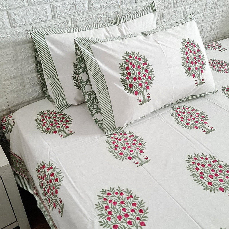 Fruits of Paradise Blockprint Bedsheet