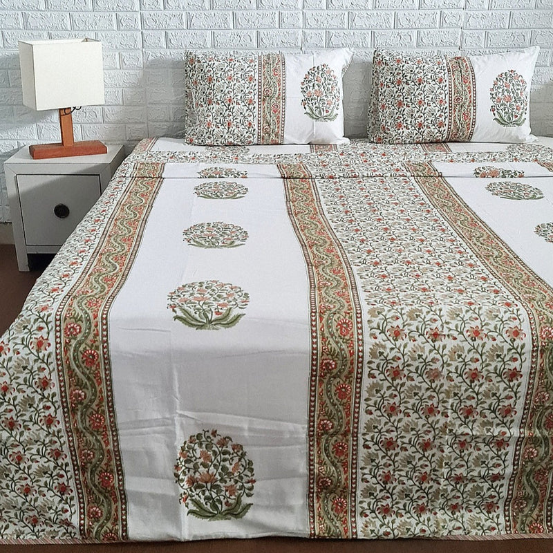 Hand blocked bedding set with dohar