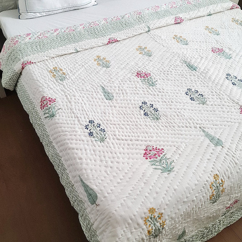 Multi Floral Buta Hand Blocked Quilt
