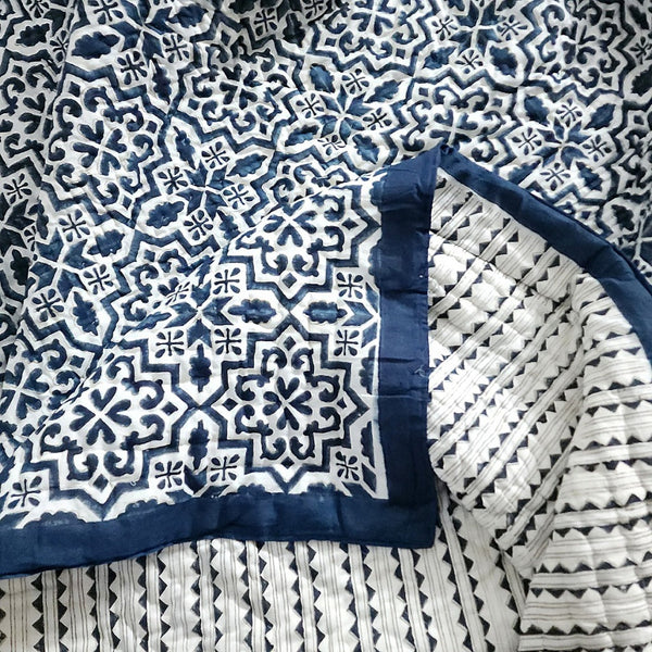 Indigo Blue Hand Blocked Quilt