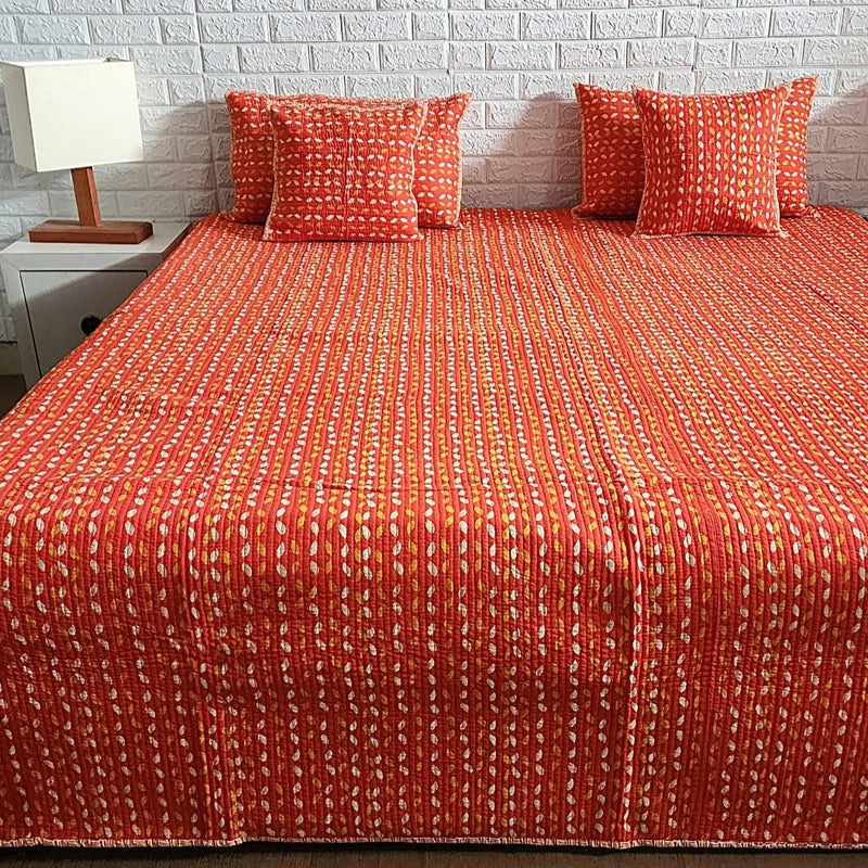 Rusty Red Ajrakh Print Bedcover