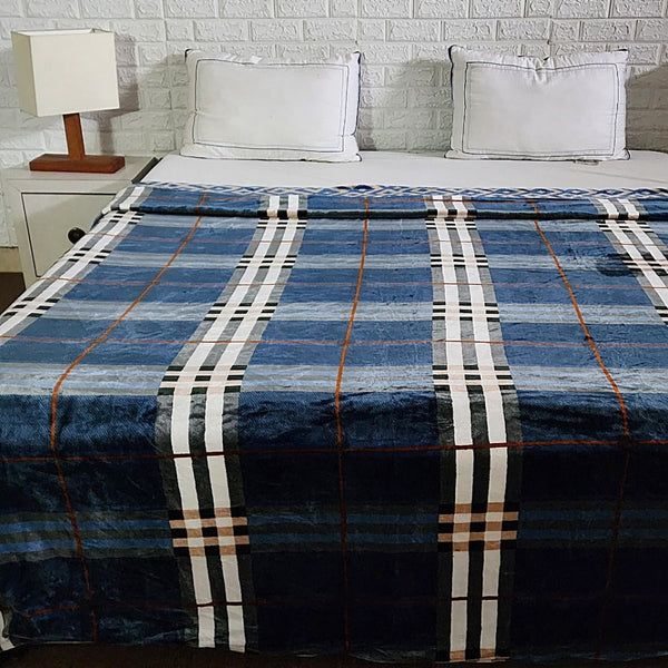 Blue Check Pattern Double Duvet Cover