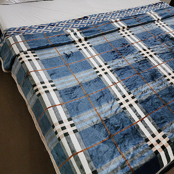 Blue Check Pattern Double Duvet Cover