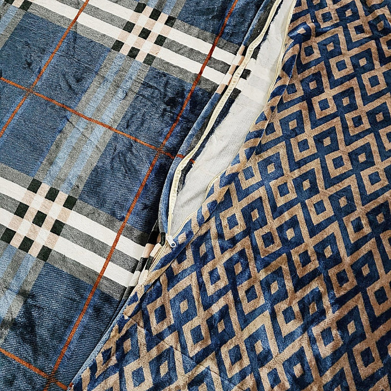 Blue Check Pattern Double Duvet Cover