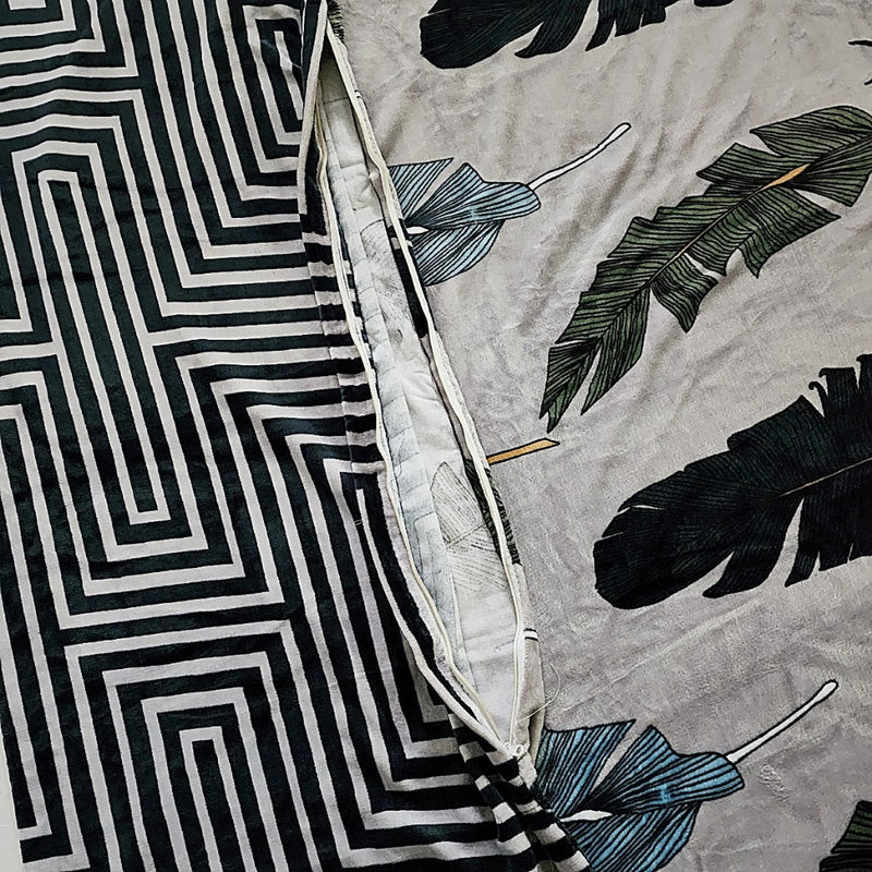 Feather and Leaf Print Single Duvet Cover