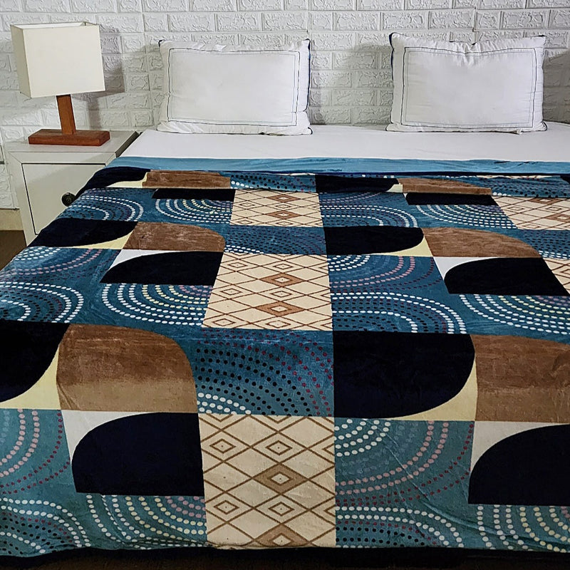 Brown and Blue Geometrical Print Duvet Cover