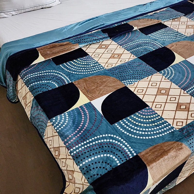 Brown and Blue Geometrical Print Duvet Cover