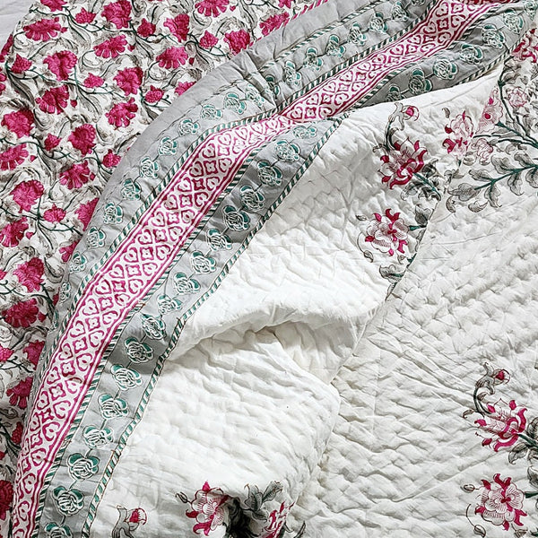 Mughal Floral Buta Hand Blocked Quilt