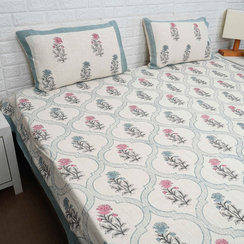 Jute Bed Cover - Flower Motif