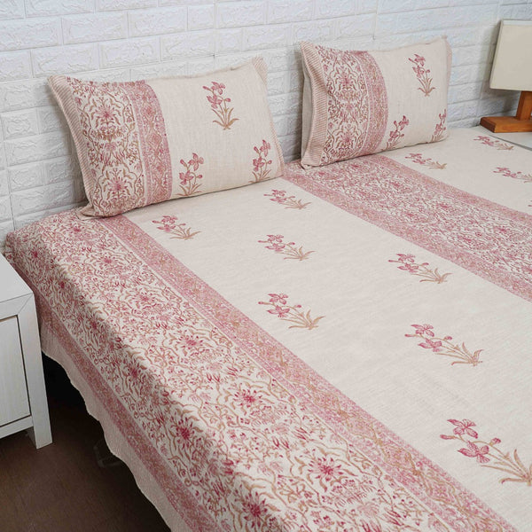 Hand Blocked Bed Cover - Blush