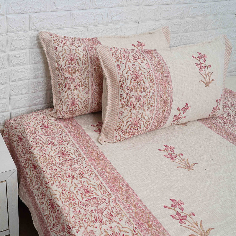 Hand Blocked Bed Cover - Blush