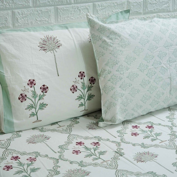 Block Print Bed Sheet Set - Floral Jaal