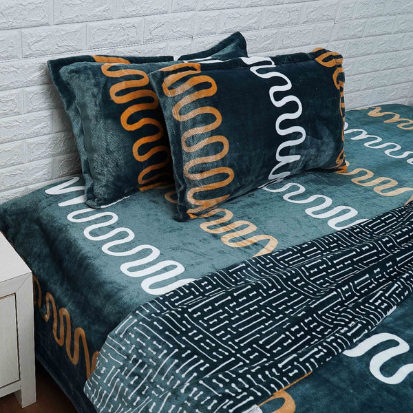 Teal Blue Wave Pattern Duvet Cover