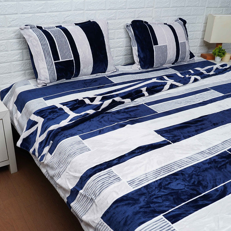 Navy Blue - Warm Bedding Set for Winters
