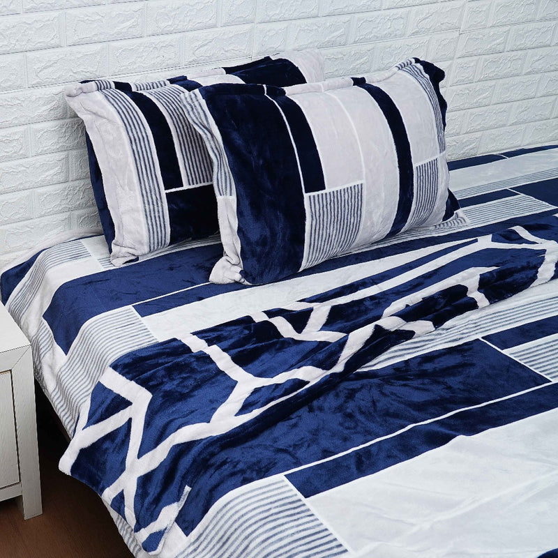Navy Blue - Warm Bedding Set for Winters