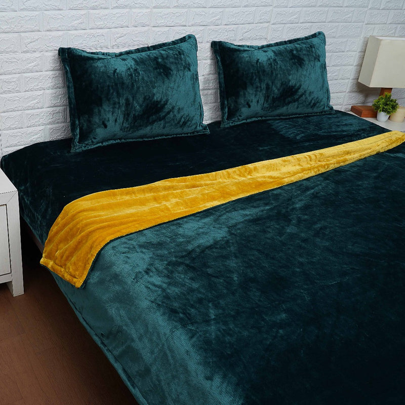 Teal Blue Warm Flannel Bedsheet