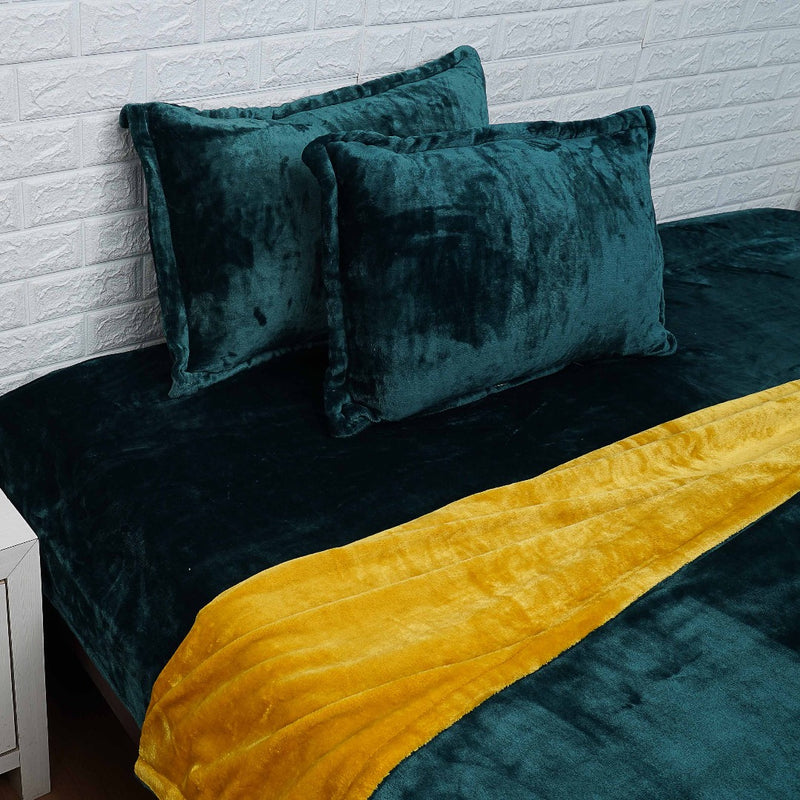 Teal Blue Warm Flannel Bedsheet