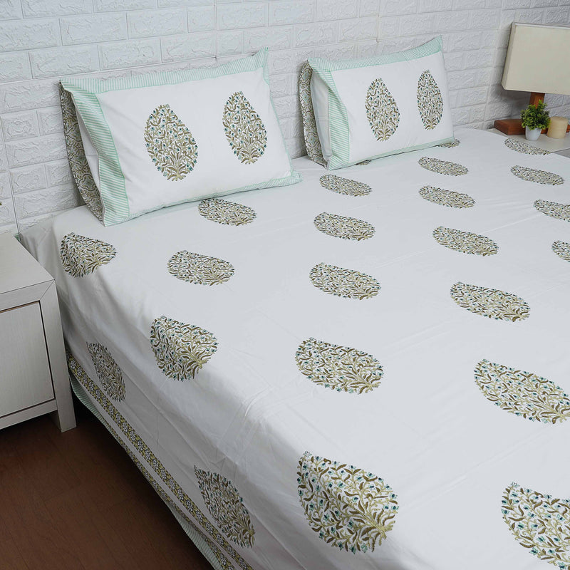 Leaf Motif Blockprint Bedsheet