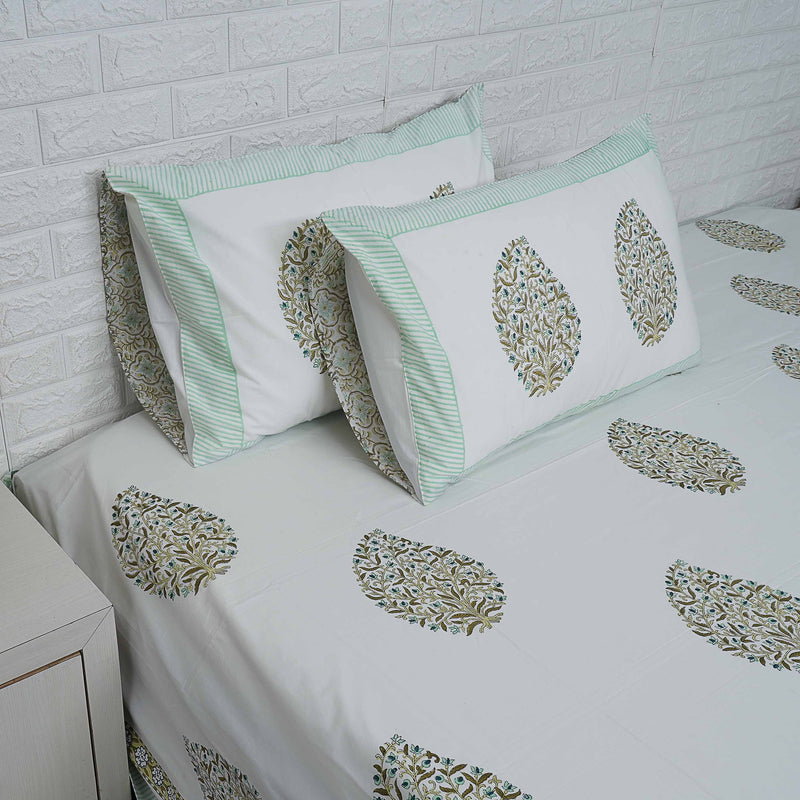 Leaf Motif Blockprint Bedsheet