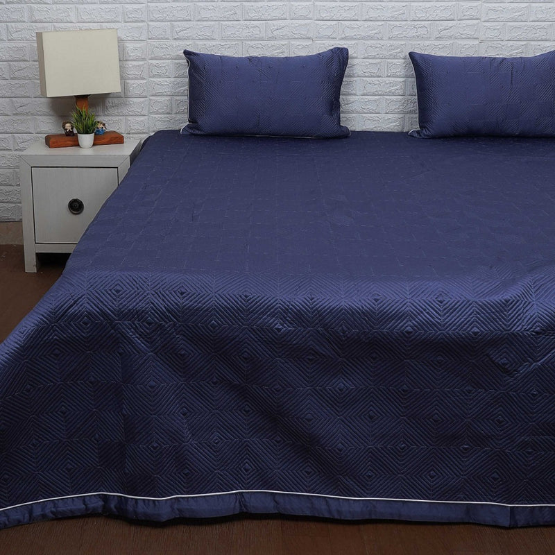 Royal Blue Silk Cotton Quilted Bedcover