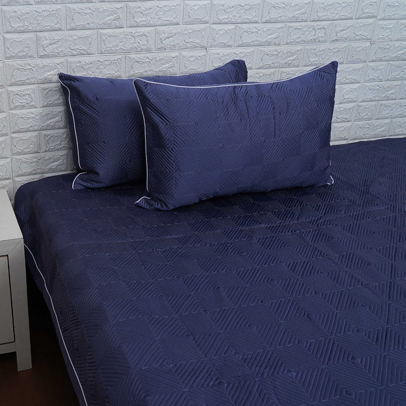 Royal Blue Silk Cotton Quilted Bedcover