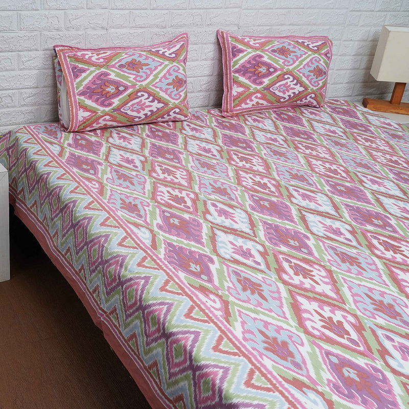 Pretty Pink Ikat Print Bedsheet