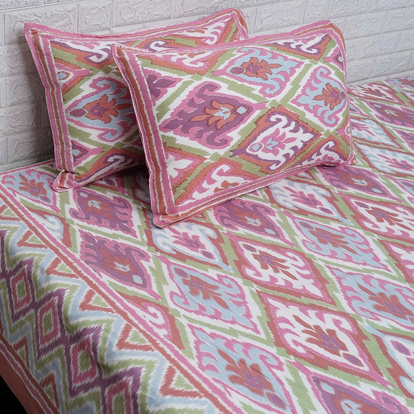 Pretty Pink Ikat Print Bedsheet