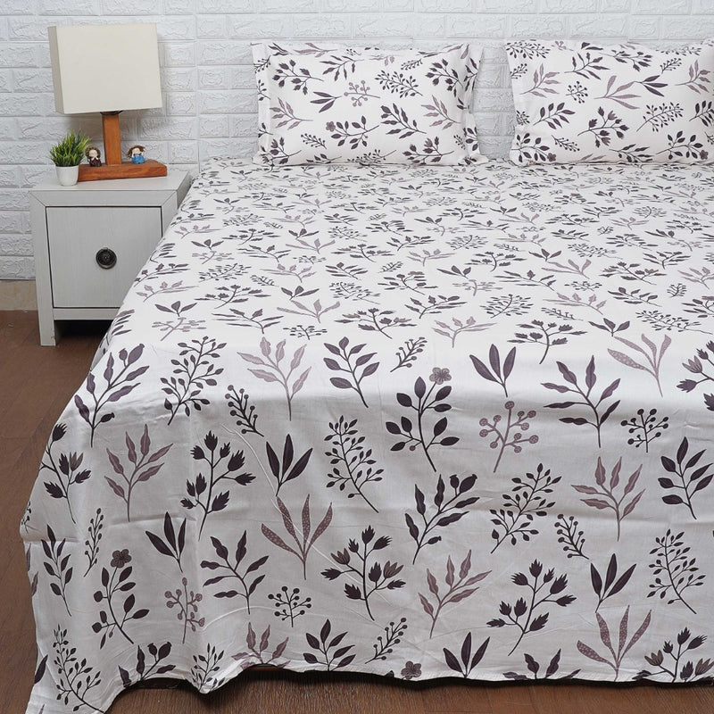 Floral and Leafy Print Bedsheet