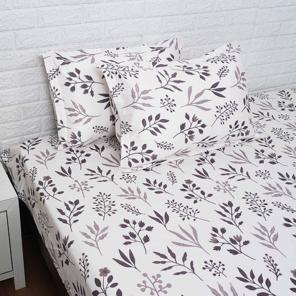 Floral and Leafy Print Bedsheet